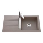 Js schock - evier trevise - 1 grand bac et 1 �gouttoir - d�cor : gris b�ton - schock