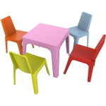 Garbar - julieta chaise - table pour enfants int�rieur, ext�rieur set 4 + 1 bleu ciel / rose / rouge ...