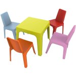 Garbar - julieta chaise - table pour enfants int�rieur, ext�rieur set 4 + 1 bleu ciel / rose / rouge ...