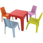 Garbar - julieta chaise - table pour enfants int�rieur, ext�rieur set 4 + 1 bleu ciel / rose / rouge ...