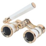 Jumelles 3x25 en m�tal, lunettes de th��tre, lentilles trait�es, t�lescope rouge avec poign�e, blanc