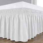 Jupe de lit en polyester �lastique � volants, jupe de lit �lastique, jupe de lit, jupe de lit (blanc ...