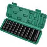 Lot de 10 douilles � chocs 1 / 2, douilles longues 1 / 2 10, 12, 13, 14, 15, 16, 17, 19, 22, 24 mm, douilles ...