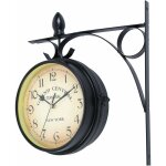 Horloge de gare r�tro, horloge murale double cadran pour l'int�rieur et l'ext�rieur