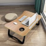 Jusch - table de lit pliable, support ordinateur portable avec 4 ports usb / tiroir / fente pour tasse ...