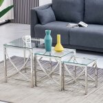 Jymtom 3 tables à café imbriquées de canapé moderne table latérale en acier inoxydable trempage des jambes ... Jymtom 3 tables à café imbriquées de canapé moderne table latérale en acier inoxydable trempage des jambes ...