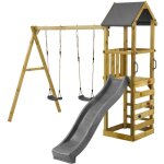 Kangui - aire de jeux bois enfant walli 120 - toboggan, balan�oires, escalade et cabane