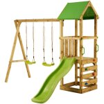 Kangui - aire de jeux bois enfant walli 90 - toboggan, balan�oires, escalade et cabane