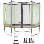 Trampoline de jardin 305 cm + filet de sécurité + échelle + kit d'ancrage jumpi taupe / vert 300 - kangui ... Trampoline de jardin 305 cm + filet de sécurité + échelle + kit d'ancrage jumpi taupe / vert 300 - kangui ...