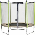 Trampoline de jardin 305 cm + filet de scurit jumpi taupe / vert 300. trampoline certifi par le critt ...
