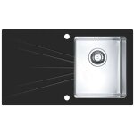 Karat - vier 86x50 cm, avec commande de vidage, verre noir / en inox 1103657 - alveus