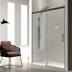 Kassandra - paroi de douche fixe + porte coulissante glasé profil noir mat 120 cm sans paroi latérale ... Kassandra - paroi de douche fixe + porte coulissante glasé profil noir mat 120 cm sans paroi latérale ...