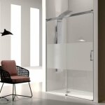 Kassandra - paroi de douche fixe + porte coulissante glas verre srigraphi 140 cm sans paroi latrale ...