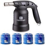 Lampe � souder � gaz professionnelle utilisation 360� chalumeau gaz allumage piezo 4 cartouches gaz per�ables ...