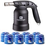 Lampe � souder � gaz professionnelle utilisation 360� chalumeau gaz allumage piezo + 8 cartouches gaz ...