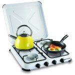 Rchaud gaz portable 4 feux 4650w blanc laqu couvercle kemper