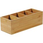 Range couverts en bambou 4 compartiments - beige - l 35 x l 14 x h 12 cm - livraison gratuite
