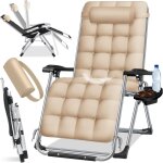 Chaise longue pliable avec porte - boisson chaise de jardin avec coussin chaise longue extra large chaise ...