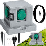 Kesser� prise de jardin aspect pierre avec 4 emplacements piquet de terre inclus prises multiples ext�rieures ...