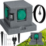 Prise de jardin aspect pierre avec 4 emplacements piquet de terre inclus prises multiples ext�rieures ...