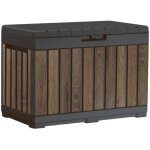 Keter coffre de rangement de jardin keter kentwood 190 l 82, 3x45, 7x57, 7 cm effet bois, noyer (263970) ...