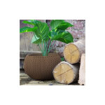 Pot + cache pot curver aspect tricot - taille s - marron - marron