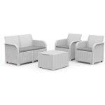 Keter - set 2 fauteuils + canapé + table de rangement rosalie lounge blanc Keter - set 2 fauteuils + canapé + table de rangement rosalie lounge blanc