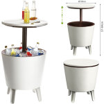 Table de jardin bar cool bar 30l bac glaons boissons fraches table d'appoint brun - blanc