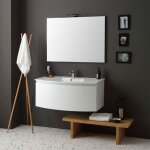 Armoire de toilette suspendue courbe cm102 laqu blanc lavabo et miroir riva