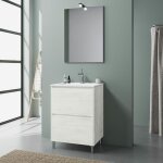 Kiamami valentina - meuble de salle de bains � poser 60 cm blanc avec lavabo laguna
