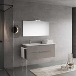 Kiamami valentina - meuble de salle de bain avec lavabo � gauche 120cm gris cendr� effet bois new york ...