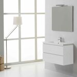 Kiamami valentina - meuble de salle de bains moderne 80 cm manhattan avec tiroirs blanc