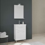 Kiamami valentina - meuble de salle de bains au sol de 56, 5 cm avec lavabo et miroir blanc easy Kiamami valentina - meuble de salle de bains au sol de 56, 5 cm avec lavabo et miroir blanc easy