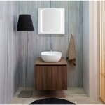 Kiamami valentina - meuble de salle de bain suspendu cm 60 noyer fonc� avec lavabo d'appui siena