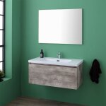 Kiamami valentina - meuble avec tiroir 90cm pour salle de bain de couleur ciment avec lavabo et miroir ... Kiamami valentina - meuble avec tiroir 90cm pour salle de bain de couleur ciment avec lavabo et miroir ...