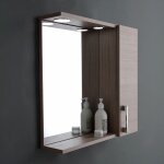 Kiamami valentina - miroir de salle de bain suspendu avec porte latrale effet bois de chne lumire ...