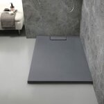 Kiamami valentina - receveur de douche 80x100 en r�sine grise avec effet pierre mart