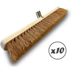 Balai d'atelier type cantonnier piste ext�rieur lot de 10 fibres de coco naturel longueur 60 cm semelle ...