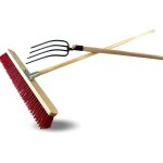 Lot balai cantonnier pvc 60 cm + fourche 4 dents fines manches en bois - quantit x 1 - balai pvc 60 ...