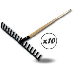 Rateau 16 dents recourb�es manche 150 cm en bois t�te acier largeur 40 cm - quantit� x10 - rateau 16 ...