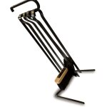 Kibros - serviteur chemine acier 4 accessoires socle + pelle + balayette + tisonnier + pince - moderne ...