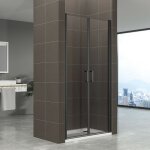Saniverre - kimiblack porte de douche battante h 190 cm noir largeur r�glable 70 � 73 cm verre transparent ...