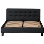 King of dreams - lit 140x190 cm solide et confortable - t�te de lit capitonn�e noir - pieds 10 cm - 13 ...