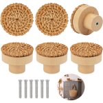 6 pi�ces boutons de meuble en rotin bois, poign�e meuble bois, 40mm