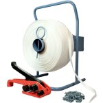 Kit 1 feuillard de cerclage tress� kft2 16 mm x 850 m + 1 tendeur offert + 1 d�vidoir + boucles - r�sistance ...