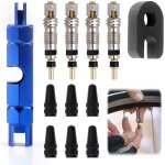 Kit de 12 pi�ces pour valves tubeless vtt, inclut noyaux de valve presta, outil d�monte obus, et adaptateurs ...