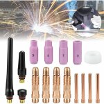Kit de 16 pcs pince tig buse en c�ramique casquette torche de soudure tig gaz lentille corps de pince ...