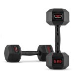 Kit 2 halt�res hexagonaux cross training en caoutchouc et acier 5 kg goemon stock