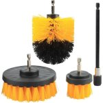 Kit de 4 brosses rotatives pour perceuse - nettoyage voiture, cuisine, salle de bain, avec tige d'extension ...
