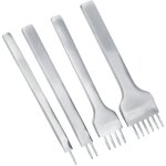 Kit de 4 emporte - pices pour maroquinerie - acier blanc professionnel 3mm - outils de perage / couture ...